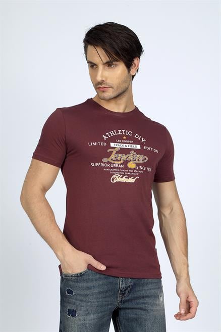 Divided Erkek %100 Pamuk O Yaka T-Shirt Mürdüm