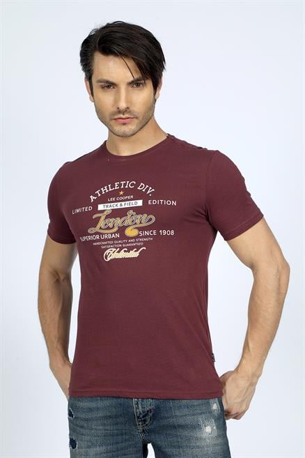 Divided Erkek %100 Pamuk O Yaka T-Shirt Mürdüm