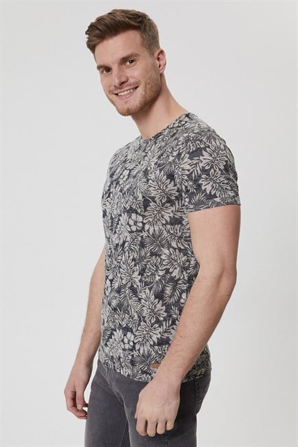 Drake Erkek Bisiklet Yaka T-Shirt Antrasit