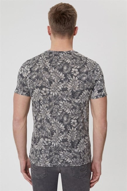 Drake Erkek Bisiklet Yaka T-Shirt Antrasit