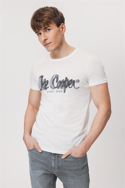 Drawinglogo Erkek %100 Pamuk O Yaka T-Shirt Beyaz