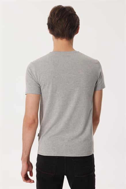 Drawinglogo Erkek %100 Pamuk O Yaka T-Shirt Gri Melanj
