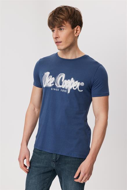 Drawinglogo Erkek %100 Pamuk O Yaka T-Shirt İndigo
