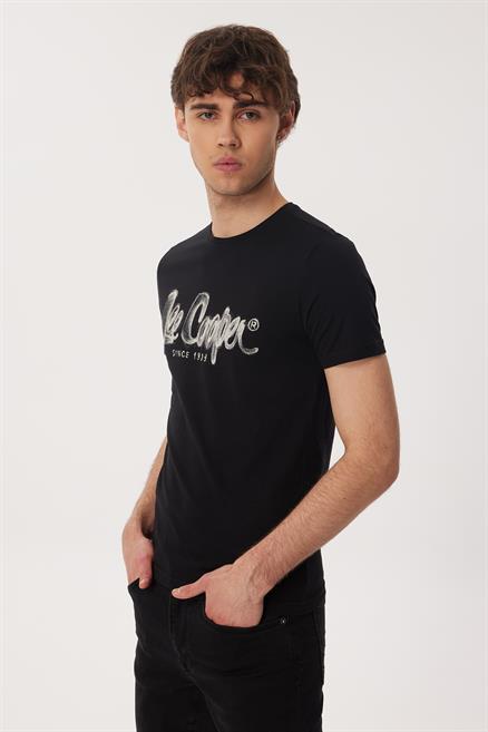 Drawinglogo Erkek %100 Pamuk O Yaka T-Shirt Siyah