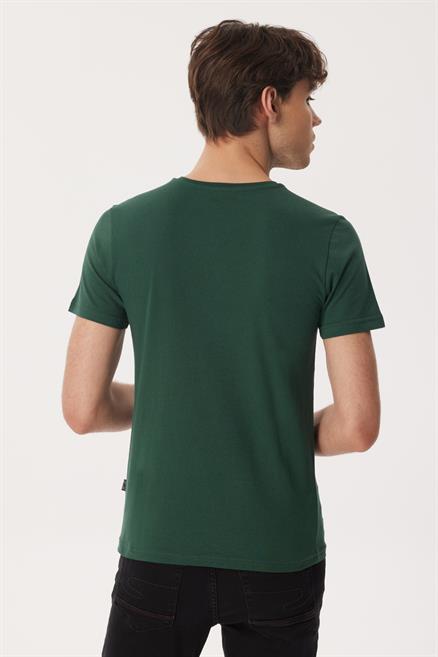 Drawinglogo Erkek %100 Pamuk O Yaka T-Shirt Yeşil