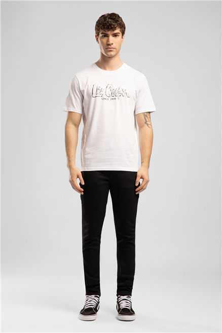 DRAWOS Erkek Regular Fit %100 Pamuk Basic Bisiklet Yaka T-Shirt Beyaz