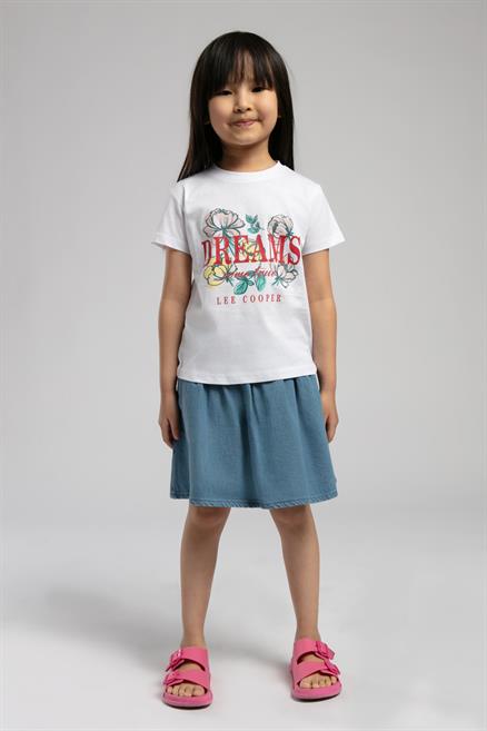 Dreams Kız Çocuk %100 Pamuk T-Shirt Beyaz