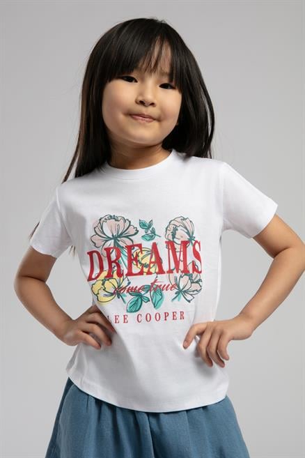Dreams Kız Çocuk %100 Pamuk T-Shirt Beyaz