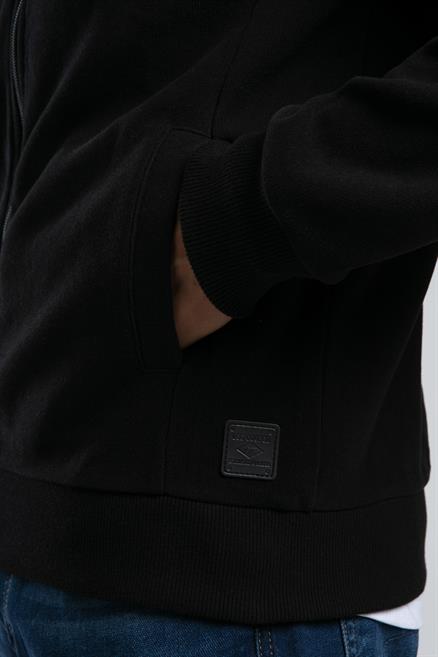 Dreon Erkek Dik Yaka Fermuarlı Sweatshirt Siyah