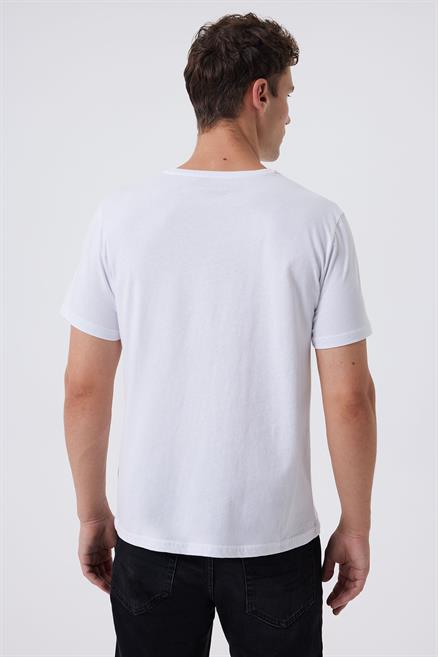 Earl Erkek %100 Pamuk O Yaka T-Shirt Beyaz
