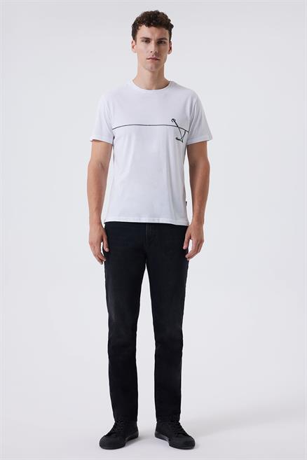 Earl Erkek %100 Pamuk O Yaka T-Shirt Beyaz