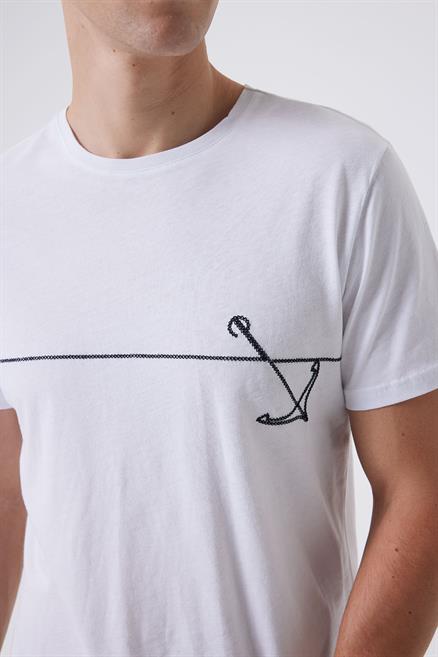 Earl Erkek %100 Pamuk O Yaka T-Shirt Beyaz