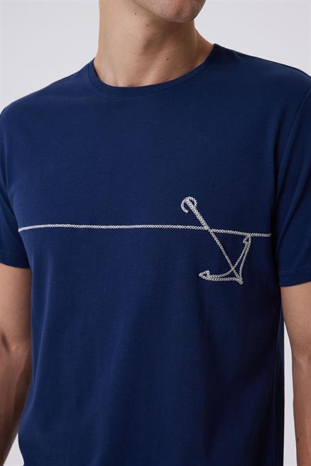 Earl Erkek %100 Pamuk O Yaka T-Shirt Lacivert
