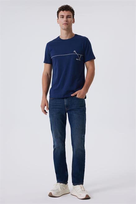 Earl Erkek %100 Pamuk O Yaka T-Shirt Lacivert