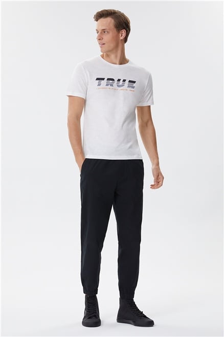 Elvis Erkek %100 Pamuk Bisiklet Yaka T-Shirt Off White