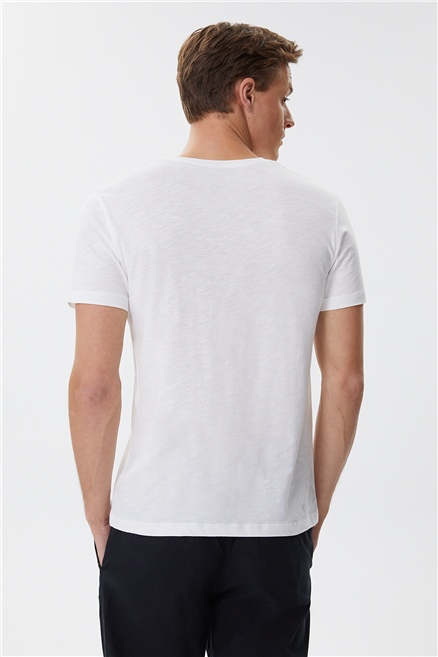 Elvis Erkek %100 Pamuk Bisiklet Yaka T-Shirt Off White