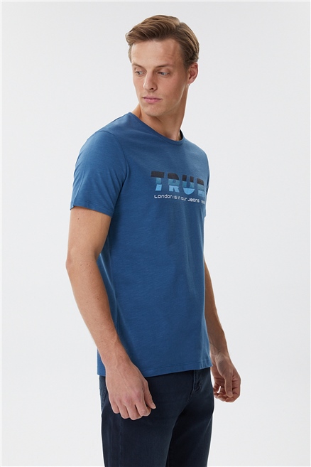 Elvis Erkek %100 Pamuk Bisiklet Yaka T-Shirt Petrol