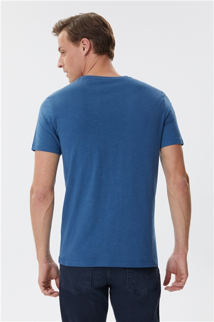 Elvis Erkek %100 Pamuk Bisiklet Yaka T-Shirt Petrol