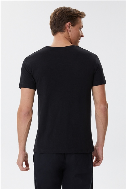 Elvis Erkek %100 Pamuk Bisiklet Yaka T-Shirt Siyah