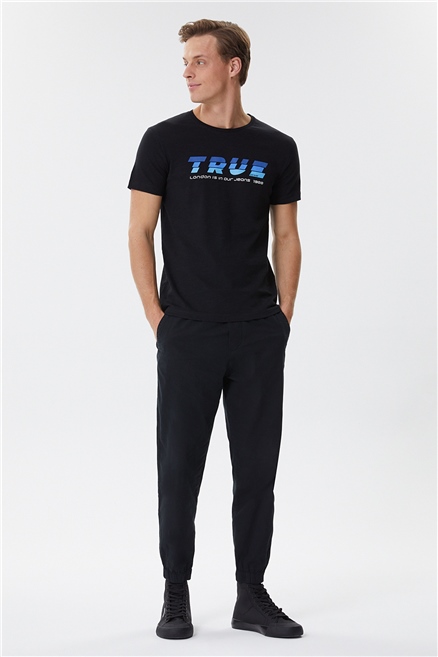 Elvis Erkek %100 Pamuk Bisiklet Yaka T-Shirt Siyah