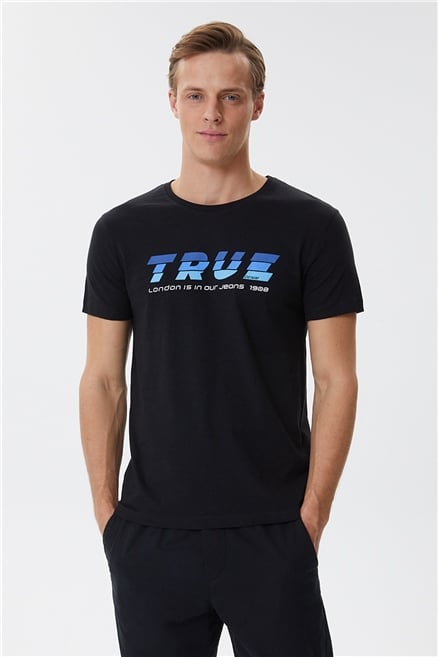 Elvis Erkek %100 Pamuk Bisiklet Yaka T-Shirt Siyah