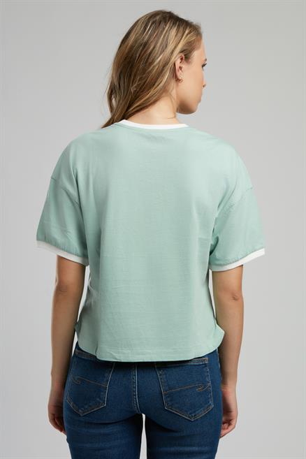 Emilia Kadın %100 Pamuk O Yaka T-Shirt Mint
