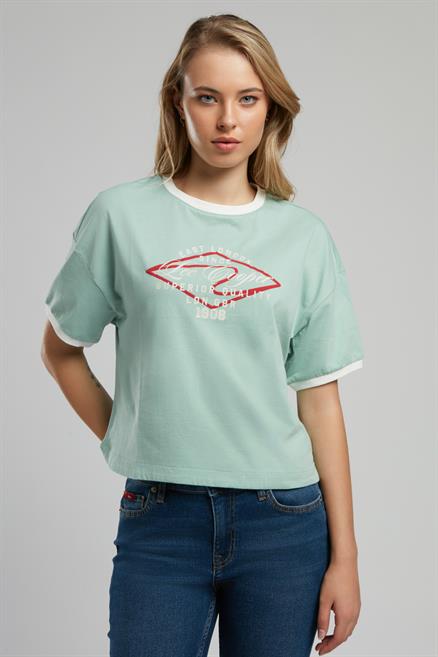 Emilia Kadın %100 Pamuk O Yaka T-Shirt Mint