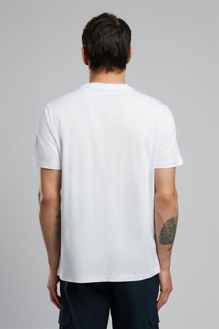 Enzio Erkek %100 Pamuk O Yaka T-Shirt Beyaz