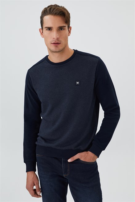 Ethan Erkek O Yaka Sweatshirt Lacivert-Antrasit