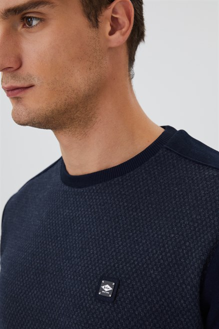 Ethan Erkek O Yaka Sweatshirt Lacivert-Antrasit