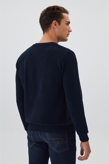 Ethan Erkek O Yaka Sweatshirt Lacivert-Antrasit