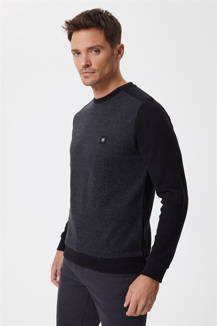 Ethan Erkek O Yaka Sweatshirt Siyah-Antrasit