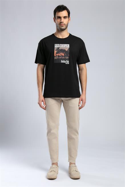 Faina Erkek %100 Pamuk O Yaka T-Shirt Siyah