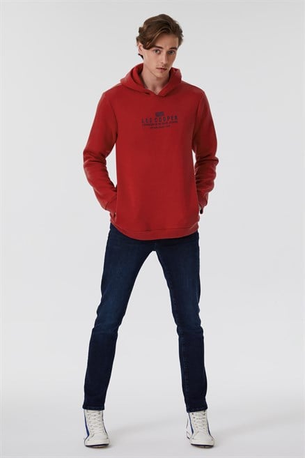 Faust Erkek Kapüşonlu Sweatshirt Kırmızı
