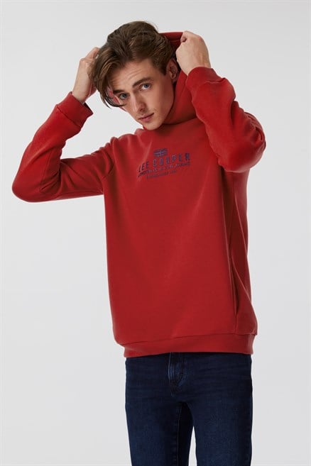 Faust Erkek Kapüşonlu Sweatshirt Kırmızı