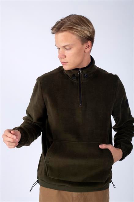 Felix Erkek Dik Yaka Polar Sweatshirt Haki