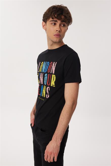 Fergus Erkek %100 Pamuk O Yaka T-Shirt Siyah