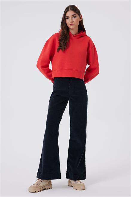 Fiona Kadın %100 Pamuk Kapüşonlu Sweatshirt Kırmızı