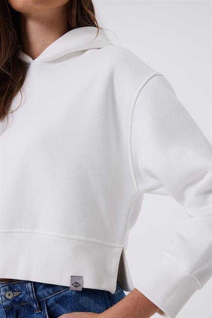 Fiona Kadın %100 Pamuk Kapüşonlu Sweatshirt Beyaz