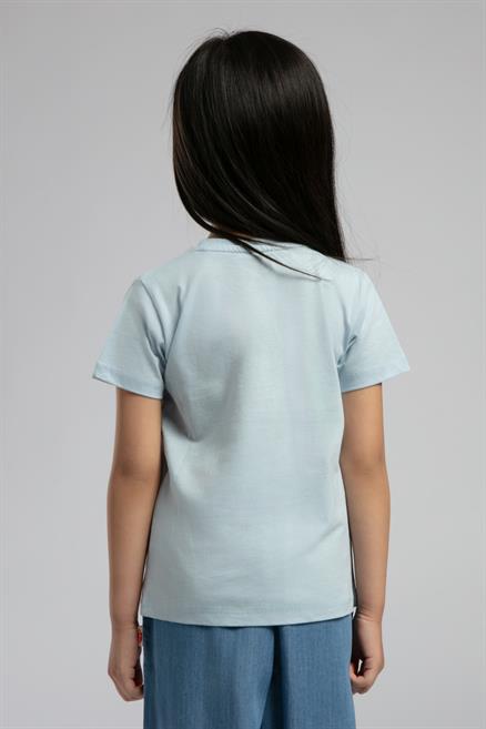 Fly Kız Çocuk %100 Pamuk T-Shirt Açık Mavi