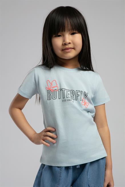 Fly Kız Çocuk %100 Pamuk T-Shirt Açık Mavi