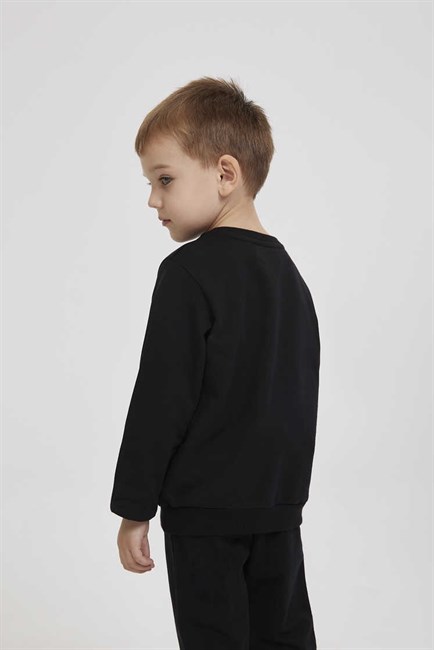 Flynn Erkek Çocuk O Yaka Sweatshirt Siyah