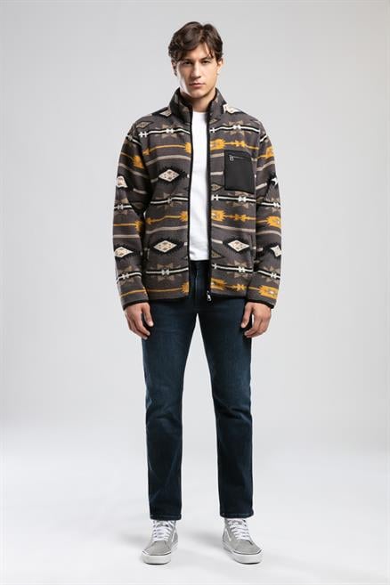 Folks Erkek Dik Yaka Fermuarli Sweatshirt Gri