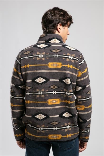 Folks Erkek Dik Yaka Fermuarli Sweatshirt Gri