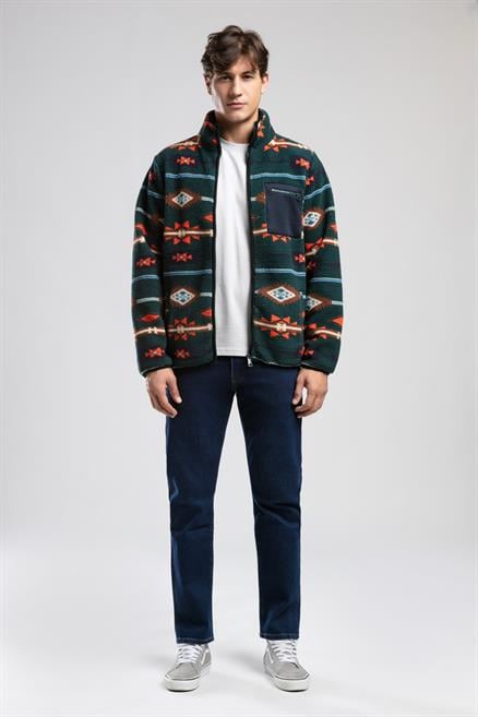 Folks Erkek Dik Yaka Fermuarli Sweatshirt Yeşil
