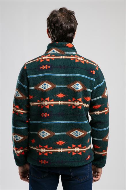 Folks Erkek Dik Yaka Fermuarli Sweatshirt Yeşil