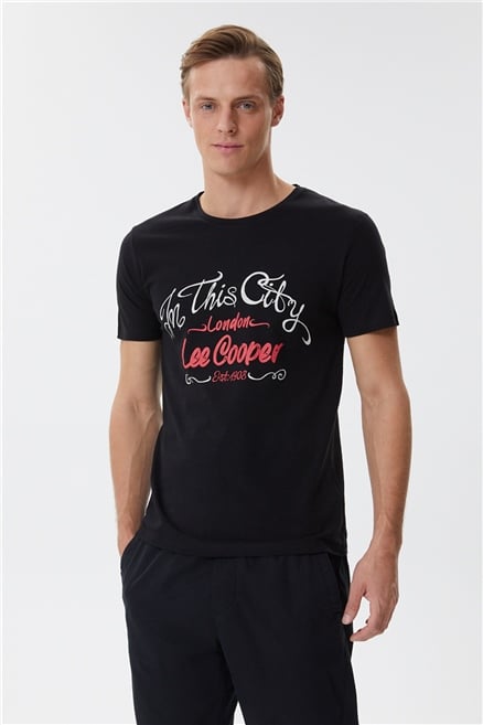 Fox Erkek %100 Pamuk Bisiklet Yaka T-Shirt Siyah