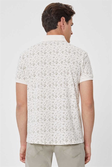 Fresh Erkek %100 Pamuk Polo Yaka T-Shirt Kirik Beyaz