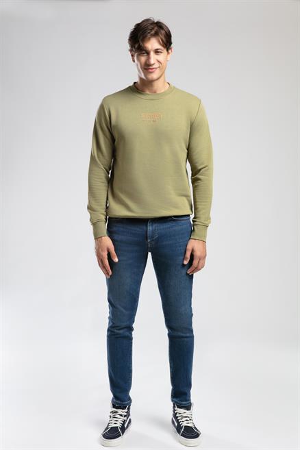 Frose Erkek O Yaka Sweatshirt Açık Haki