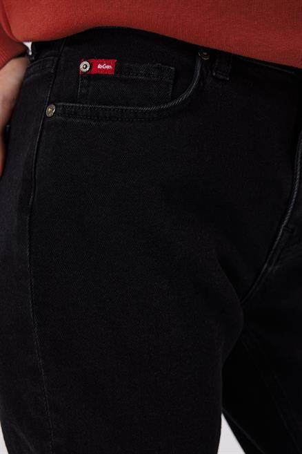 Funny Yüksek Bel Normal Kesim Düz Paça Siyah Kadın Jean Pantolon